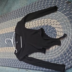 Black ribbed body suit